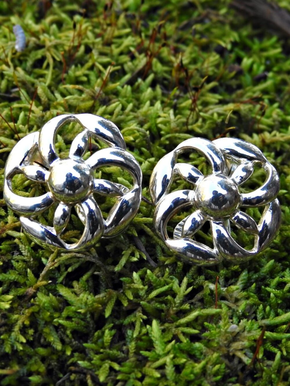 Vintage Monet Silver Clip-on Earrings Signed